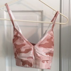 Sports bra and matching pink/peach leggings